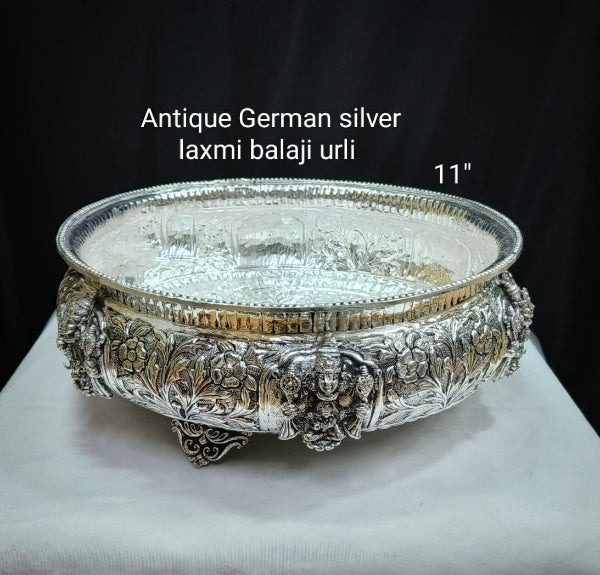 German Silver Laxmi Balaji Urli/Fruit Basket/Home decor